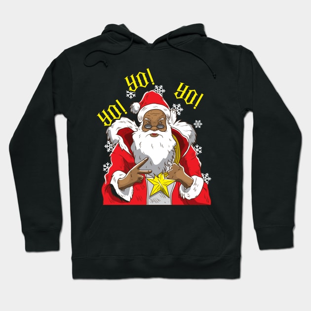 Black African American Santa Claus Yo Yo Yo Christmas Hoodie by E